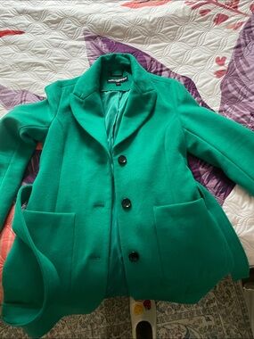 Bold Green Wool-Blend Women's Coat